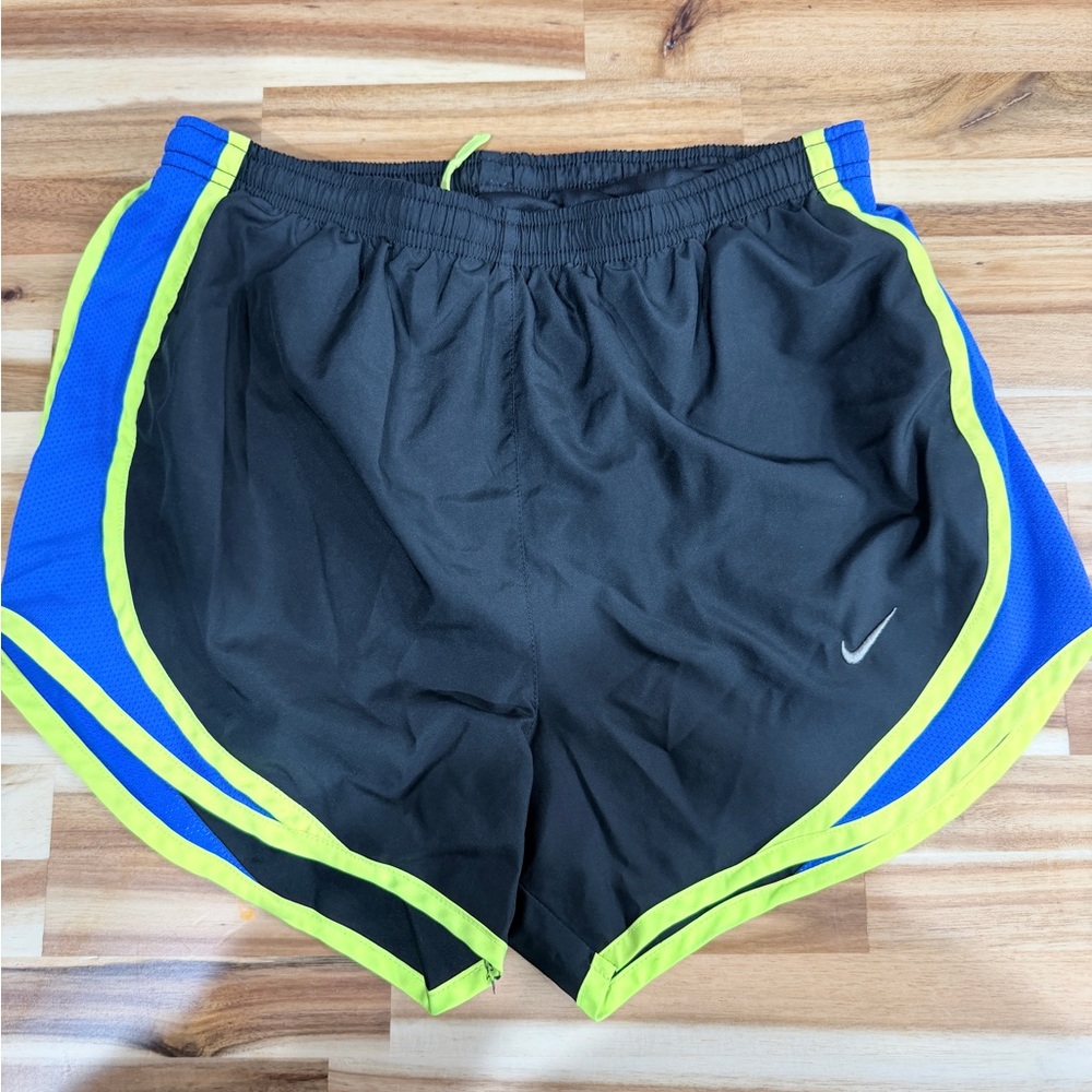 Nike Black Running Shorts with Blue & Neon Green Trim